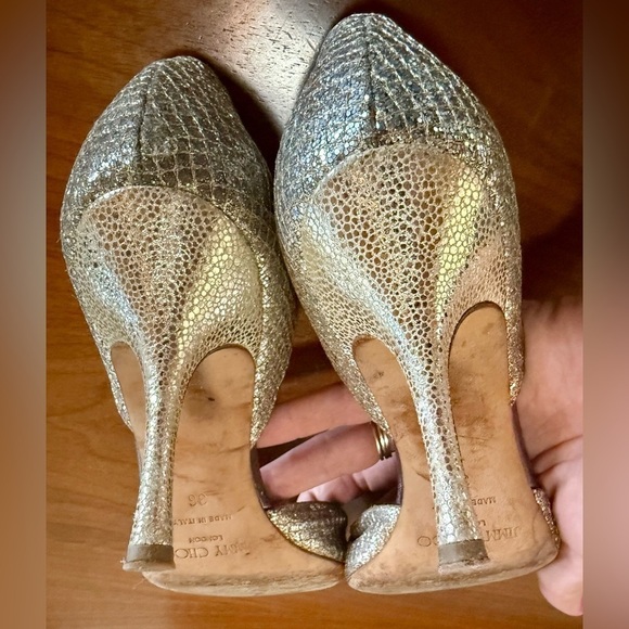 Jimmy Choo Peep Toe Glitter Sparkly Heel Womens 36 / US 6/6.5 - Picture 4 of 12